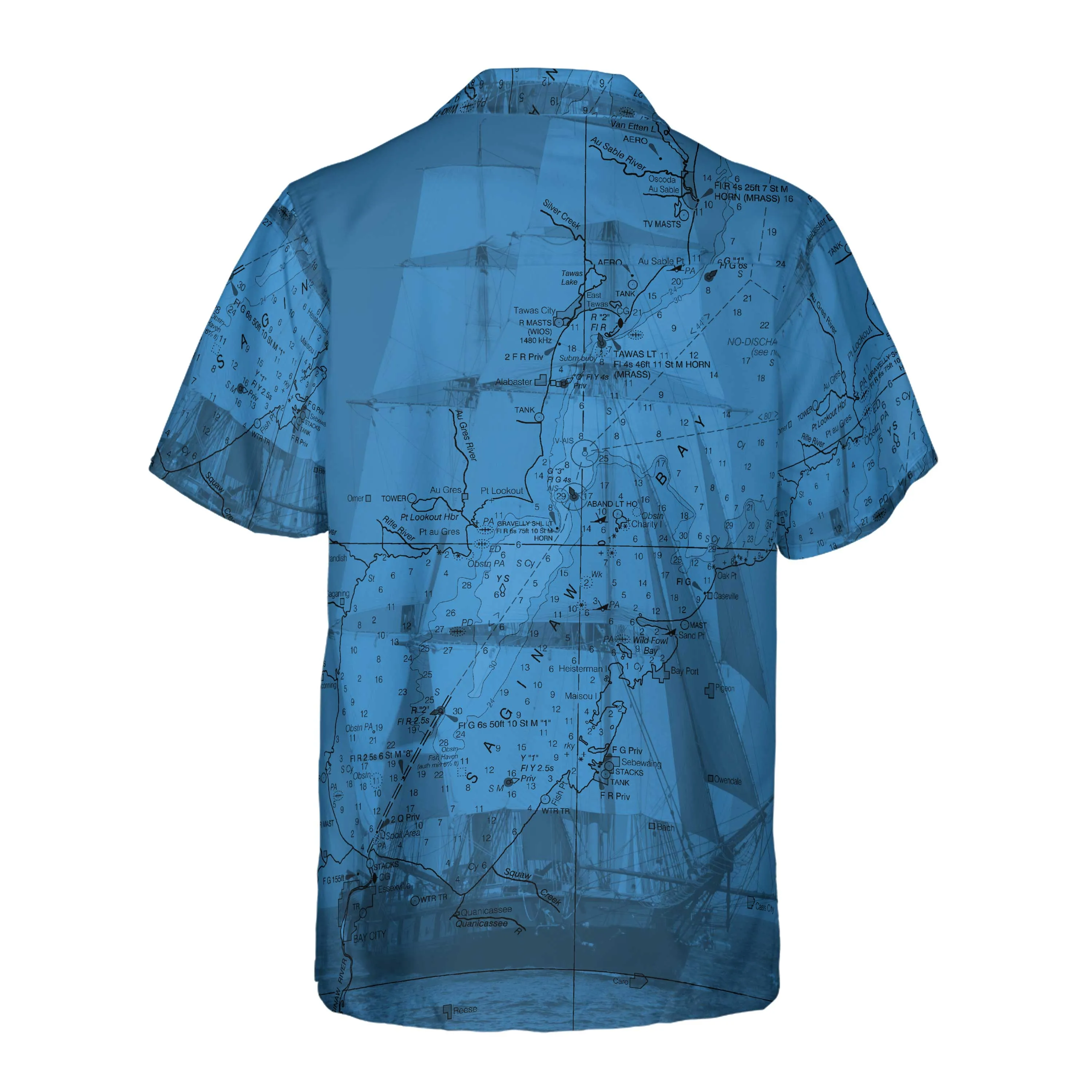The Saginaw Bay Tall Ships Coconut Button Camp Shirt