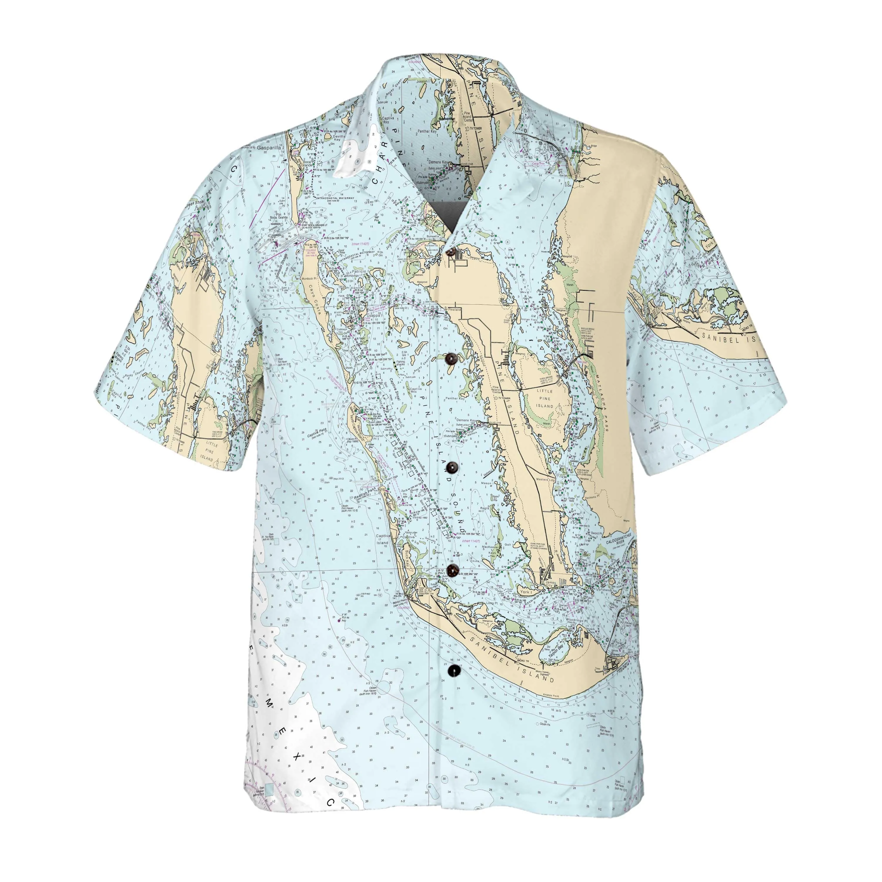 The Sanibel and Pine Island Sound Coconut Button Camp Shirt
