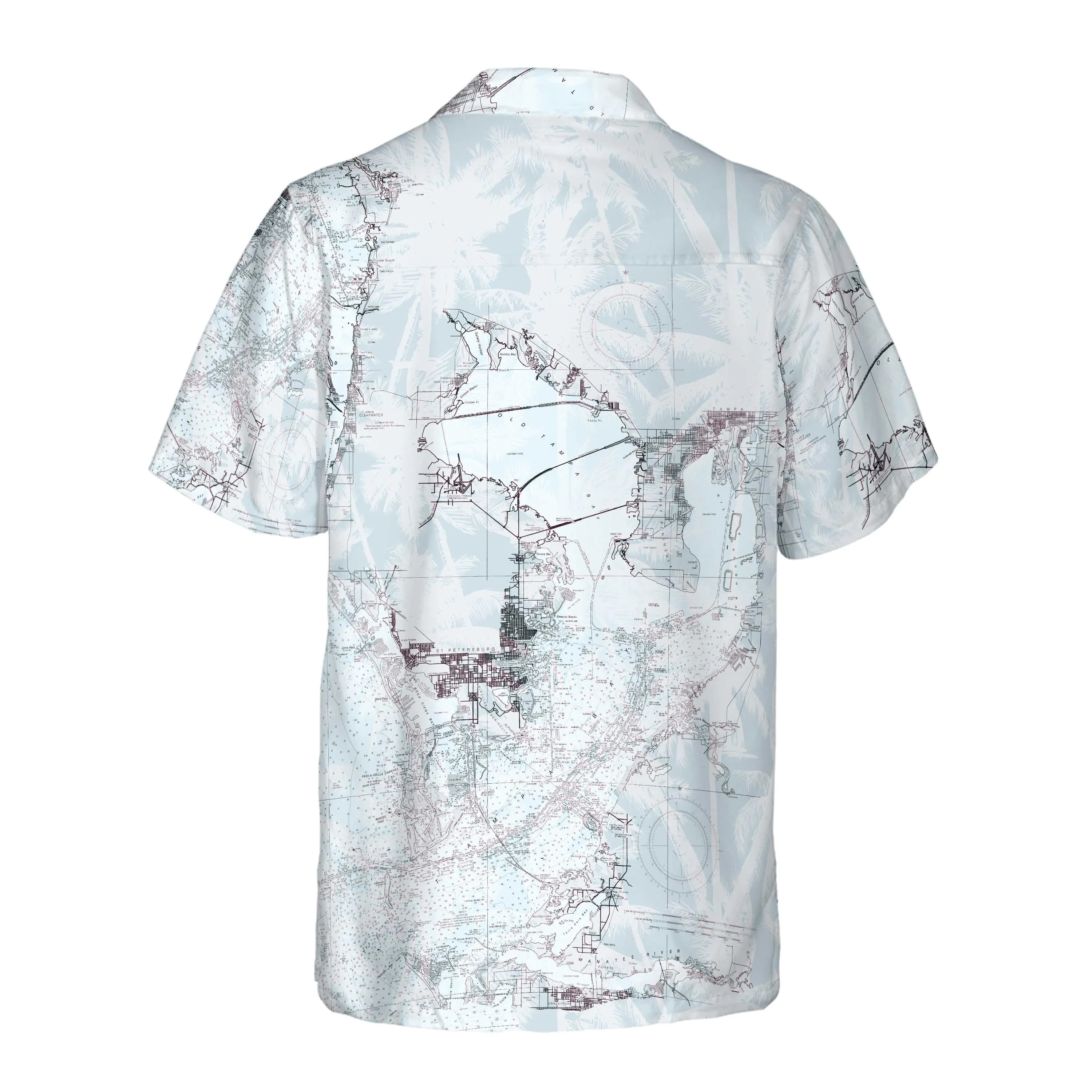 The Tampa Blue Sky Palms Coconut Button Camp Shirt