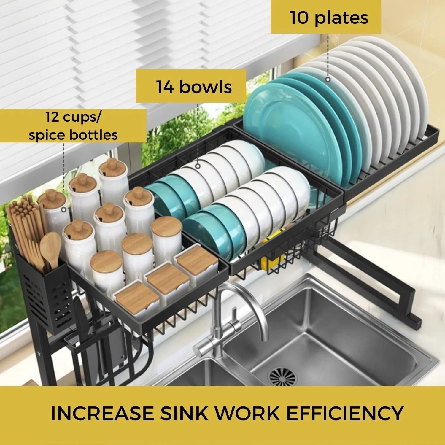 Toolkiss Multifunctional Stainless Steel Over the Sink Dish Rack