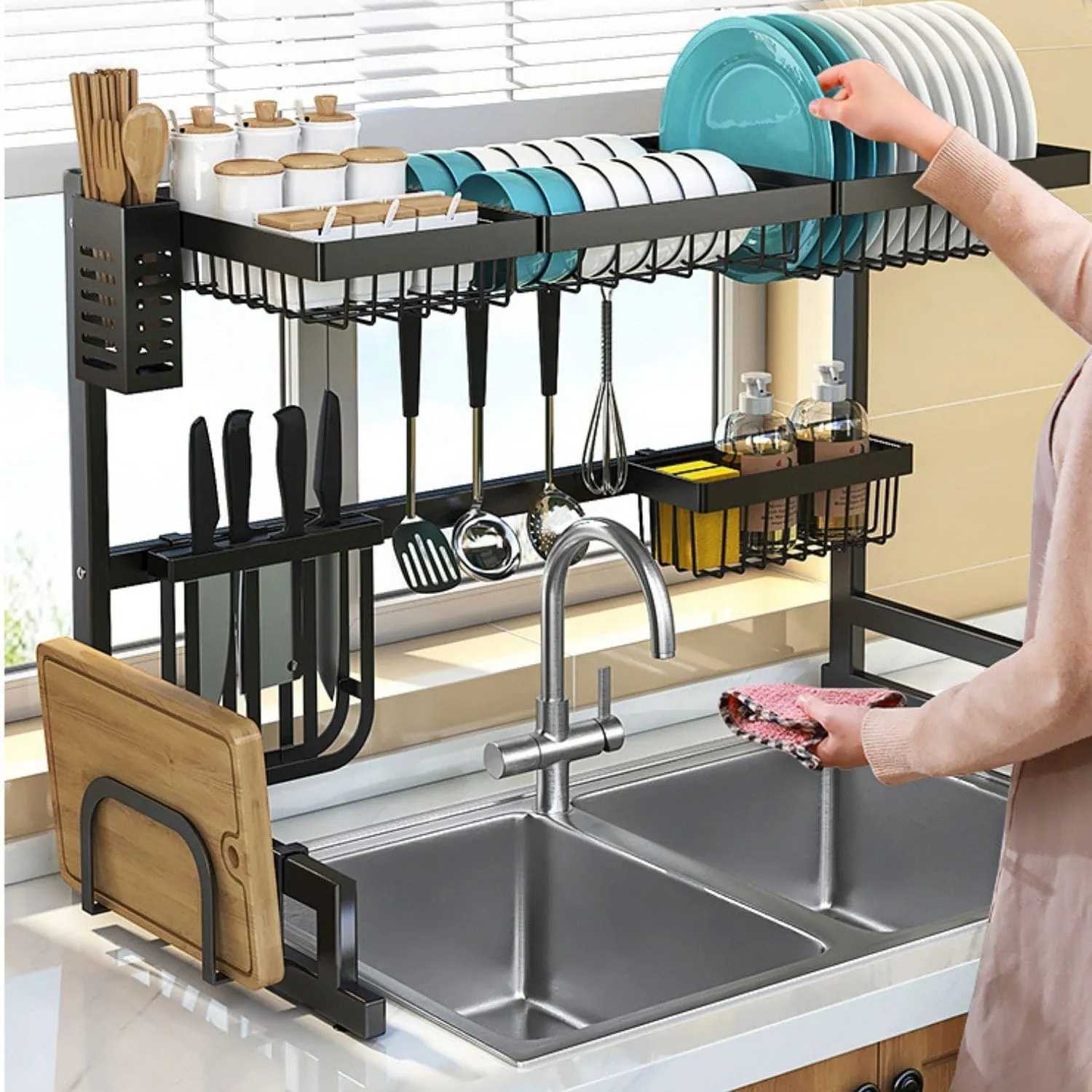 Toolkiss Multifunctional Stainless Steel Over the Sink Dish Rack