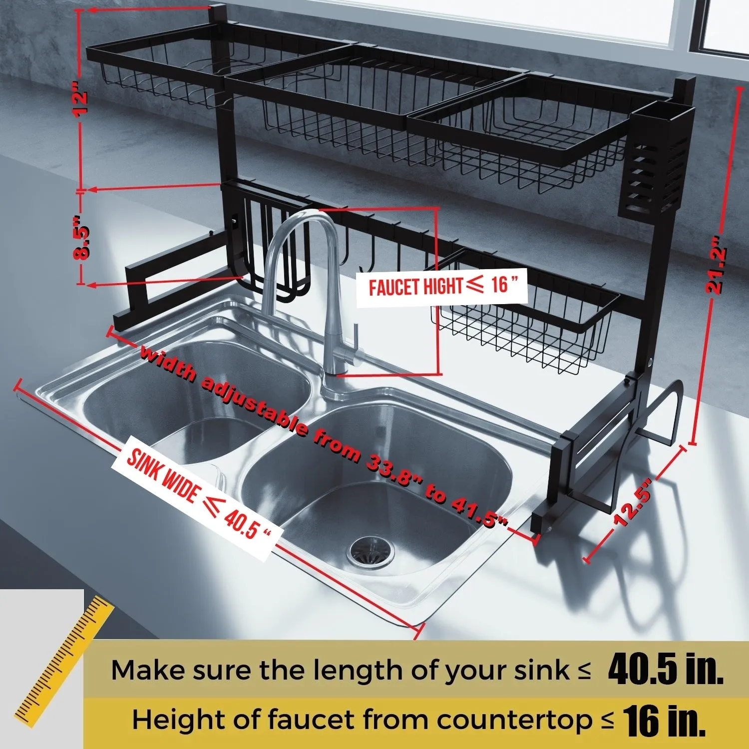 Toolkiss Multifunctional Stainless Steel Over the Sink Dish Rack