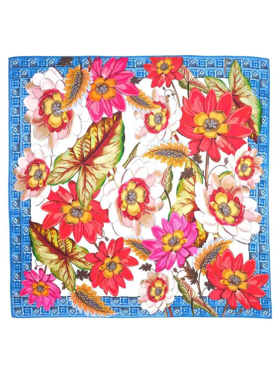 Tropical Floral Square In Vista Blue