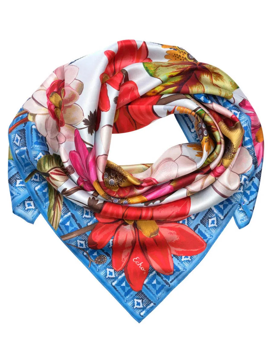 Tropical Floral Square In Vista Blue