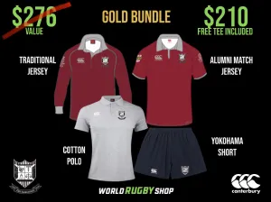 Troy University RFC 15th Anniversary Rugby -  Gold Bundle (order 1/1-4/1, delivery by June) (add jersey name/number in order notes at checkout)