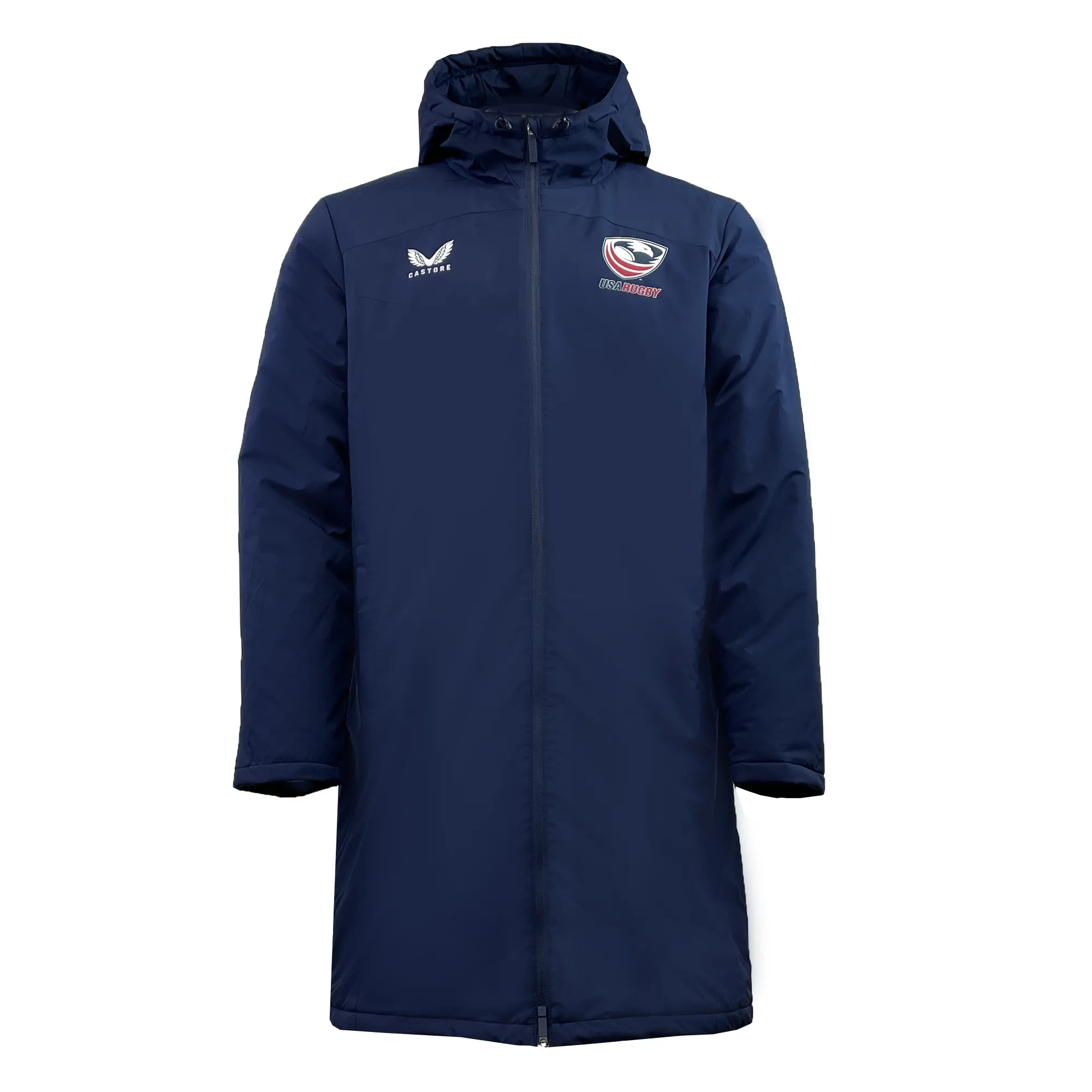 USA Rugby Long Length Bench Jacket by Castore
