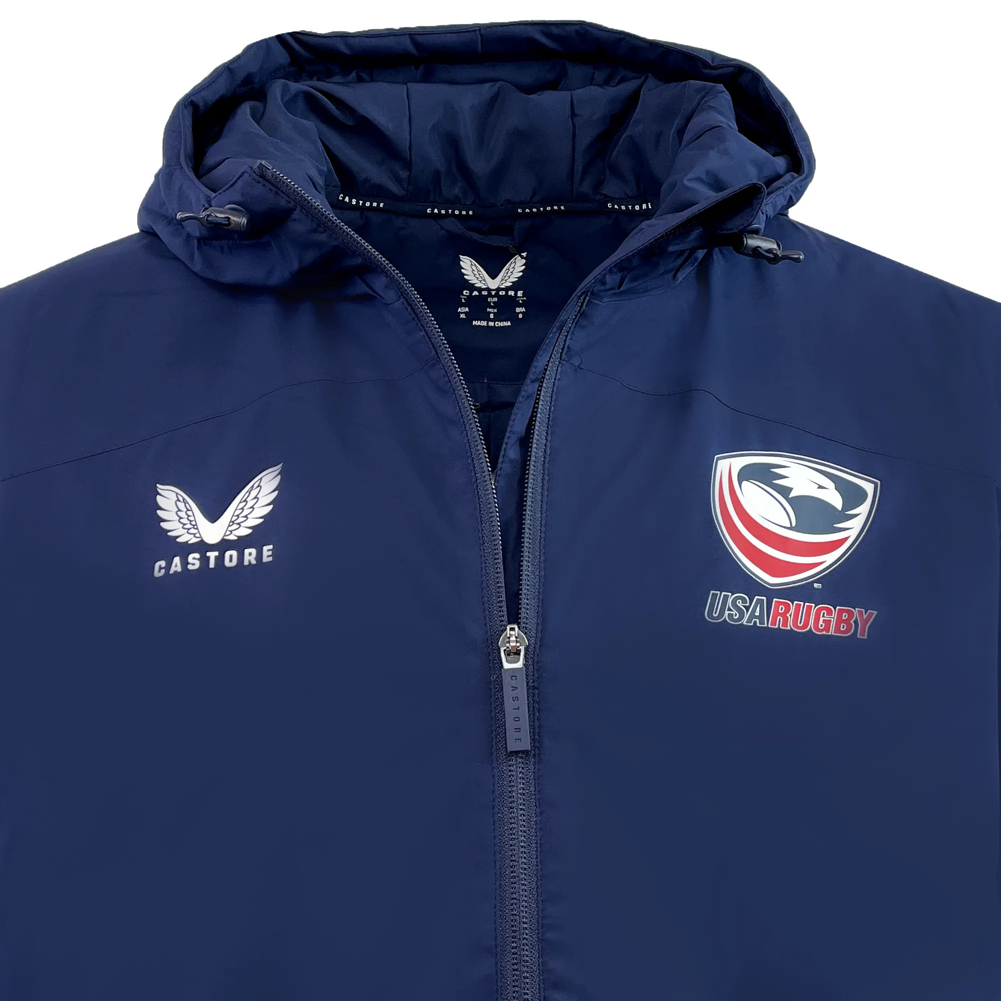 USA Rugby Long Length Bench Jacket by Castore