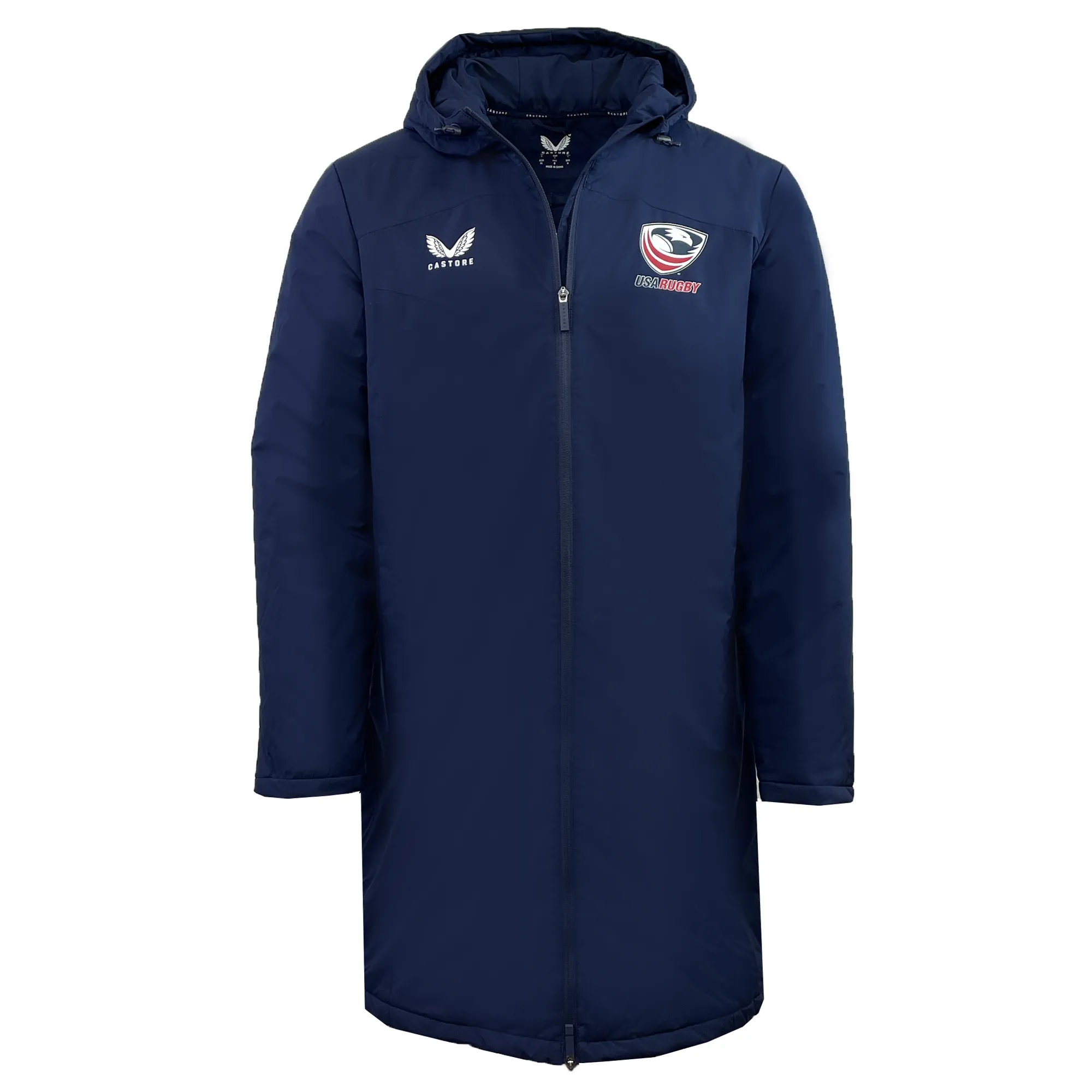 USA Rugby Long Length Bench Jacket by Castore