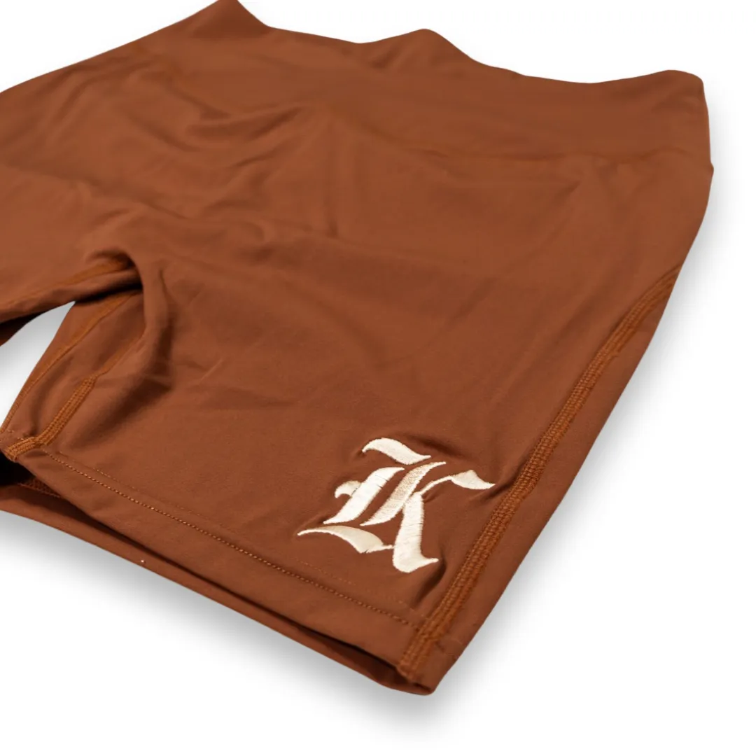 V Waist Yoga Short (Toffee Brown)