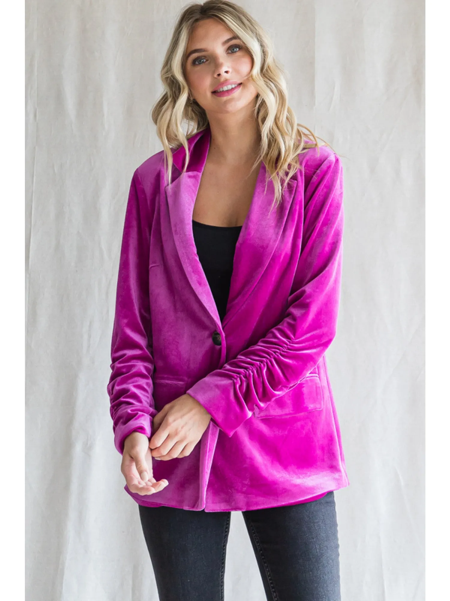 Velvet Blazer with Floral Lining