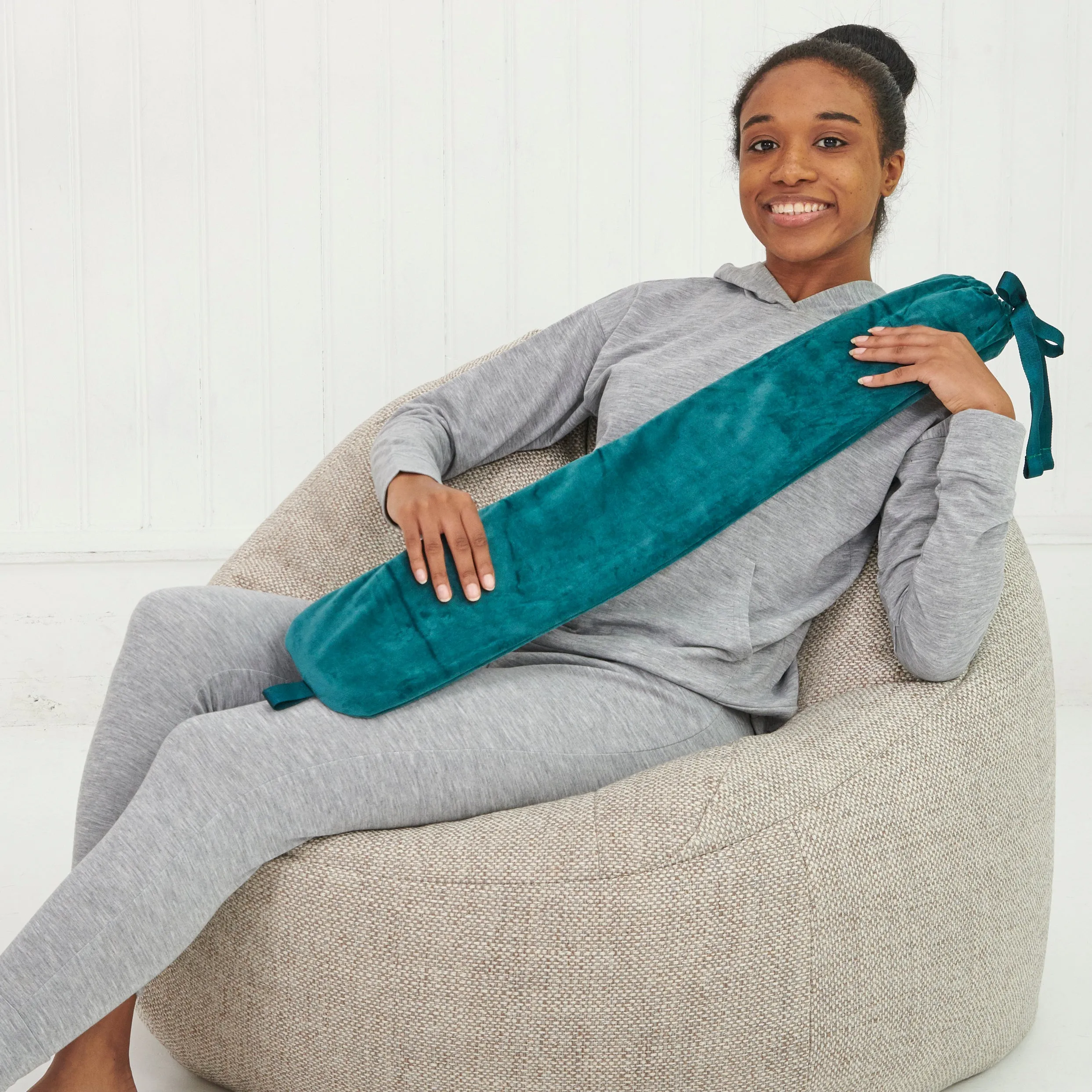 Velvet Long Hot Water Bottle - Teal