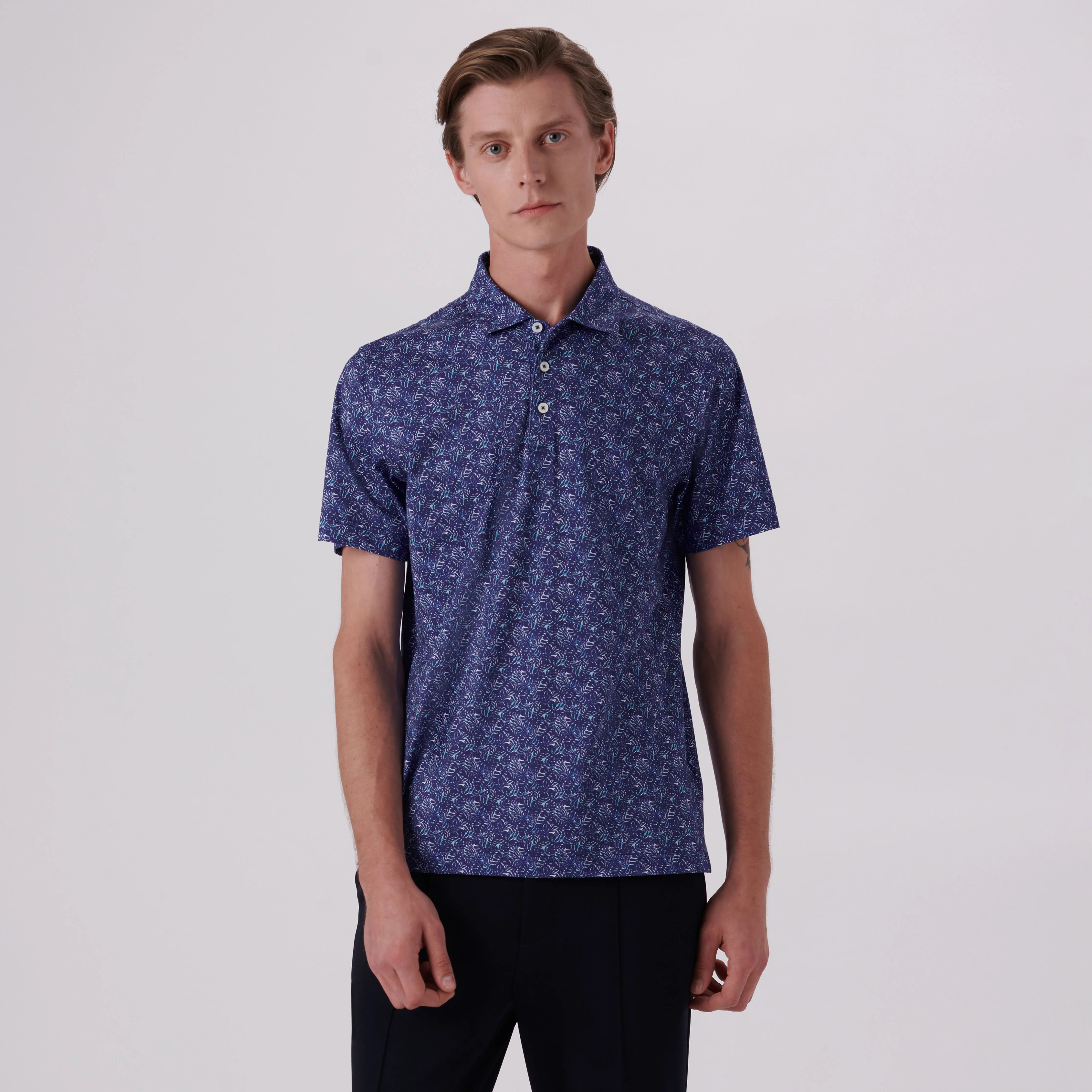Victor Leaf Print OoohCotton Polo