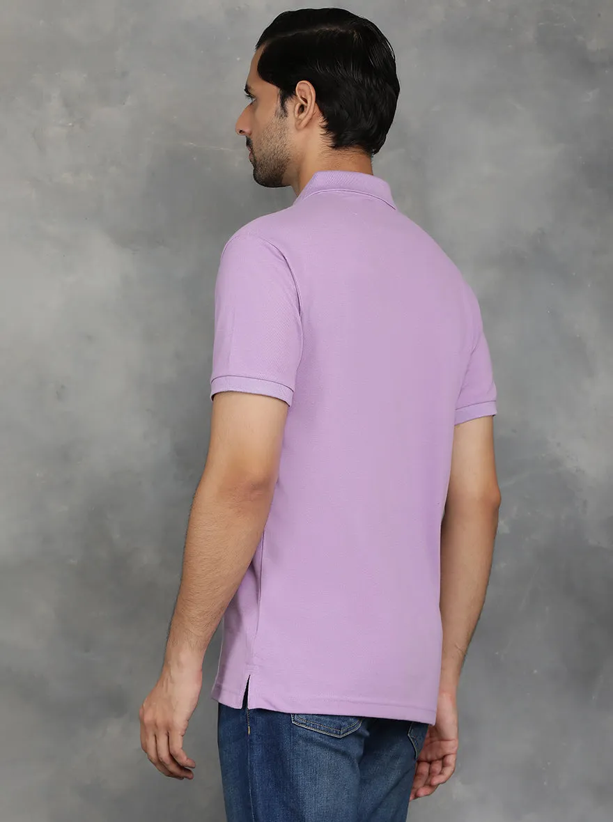 Violet Solid Slim Fit Polo T-Shirt | GreenFibre