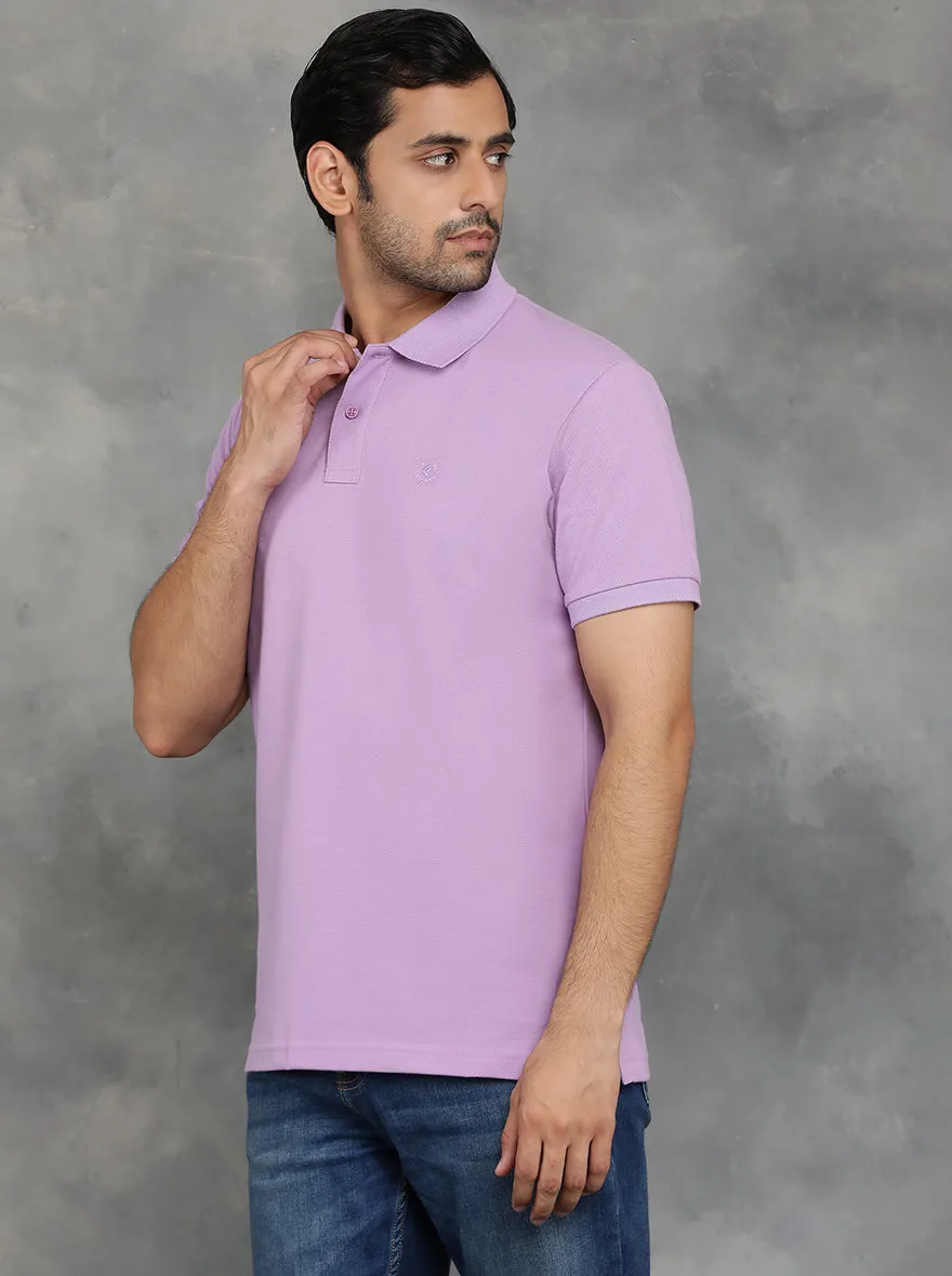 Violet Solid Slim Fit Polo T-Shirt | GreenFibre