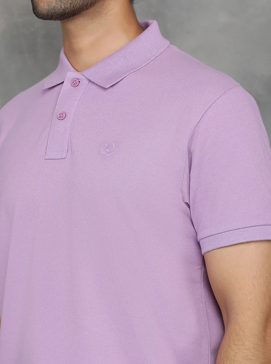 Violet Solid Slim Fit Polo T-Shirt | GreenFibre