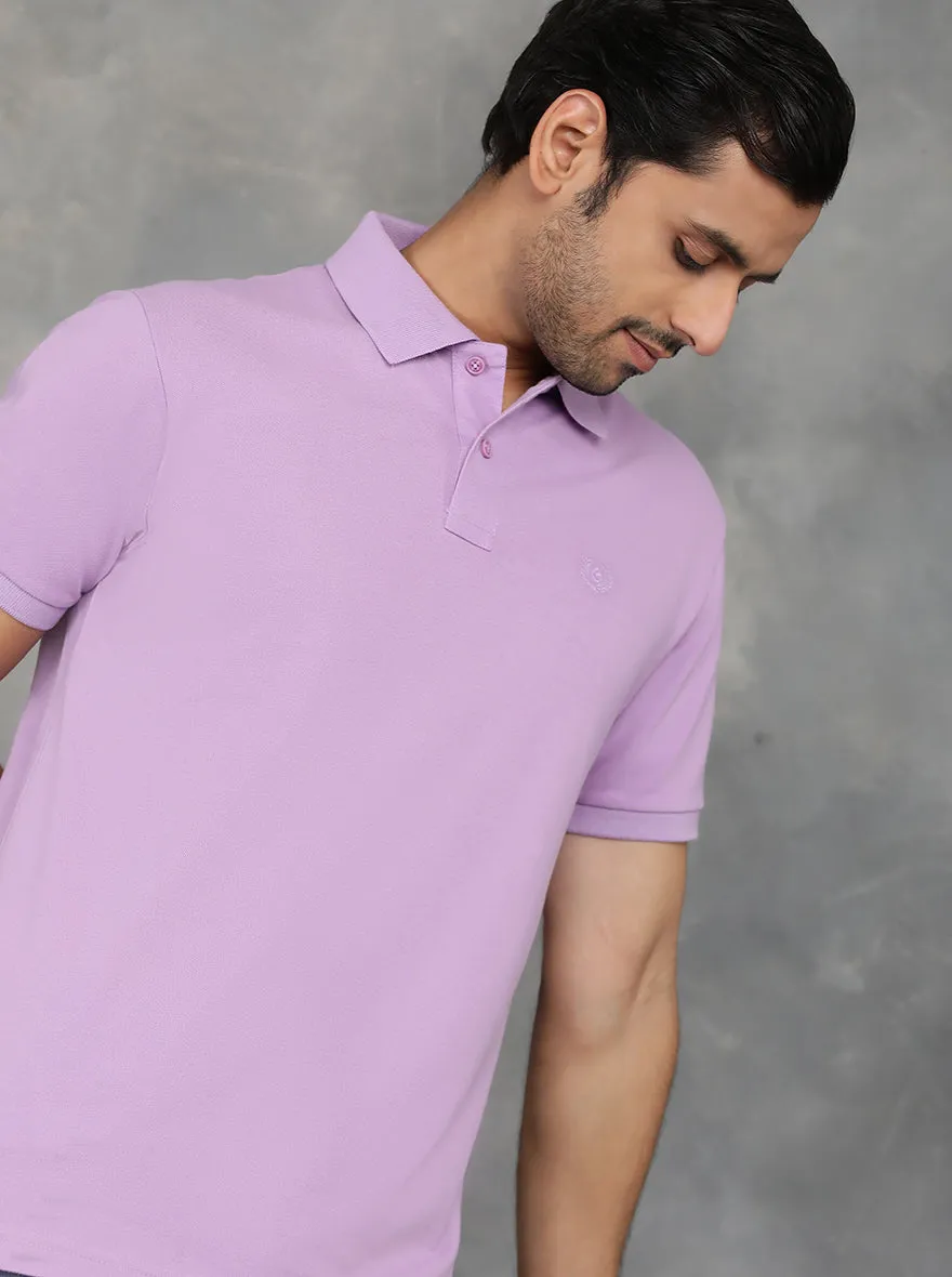 Violet Solid Slim Fit Polo T-Shirt | GreenFibre