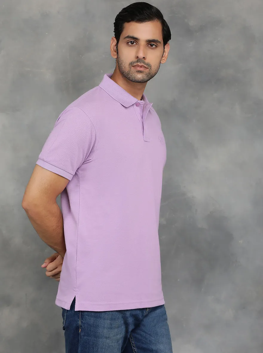 Violet Solid Slim Fit Polo T-Shirt | GreenFibre