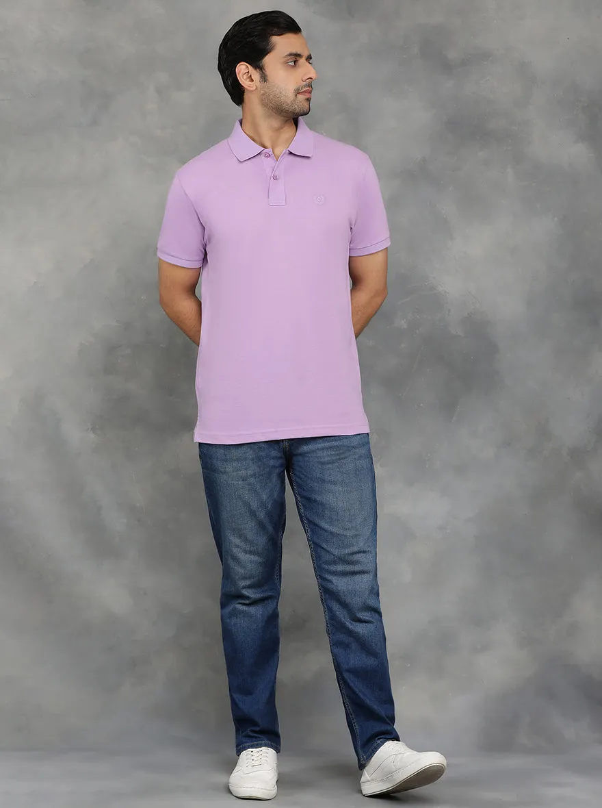 Violet Solid Slim Fit Polo T-Shirt | GreenFibre