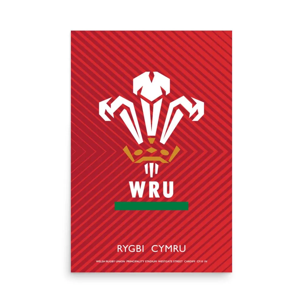 Wales 'RYGBI CYMRU' Logo Poster