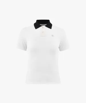 [Warehouse Sale] FAIRLIAR Ferrara Jacquard Collar T-Shirt - White