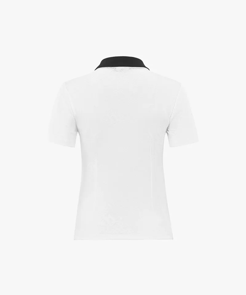 [Warehouse Sale] FAIRLIAR Ferrara Jacquard Collar T-Shirt - White