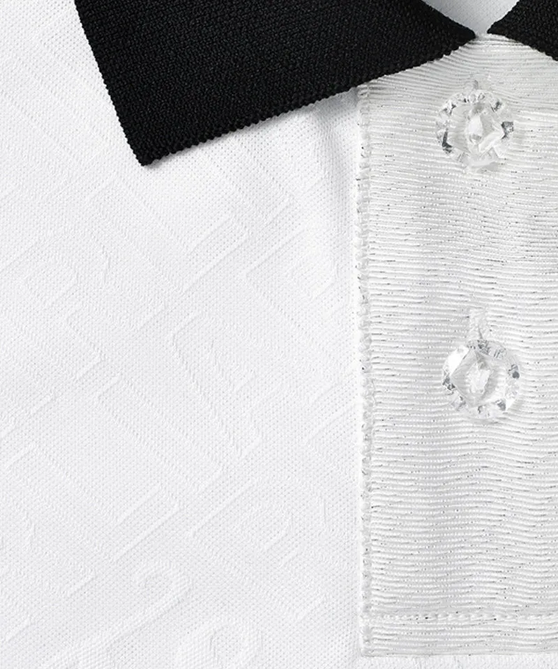 [Warehouse Sale] FAIRLIAR Ferrara Jacquard Collar T-Shirt - White