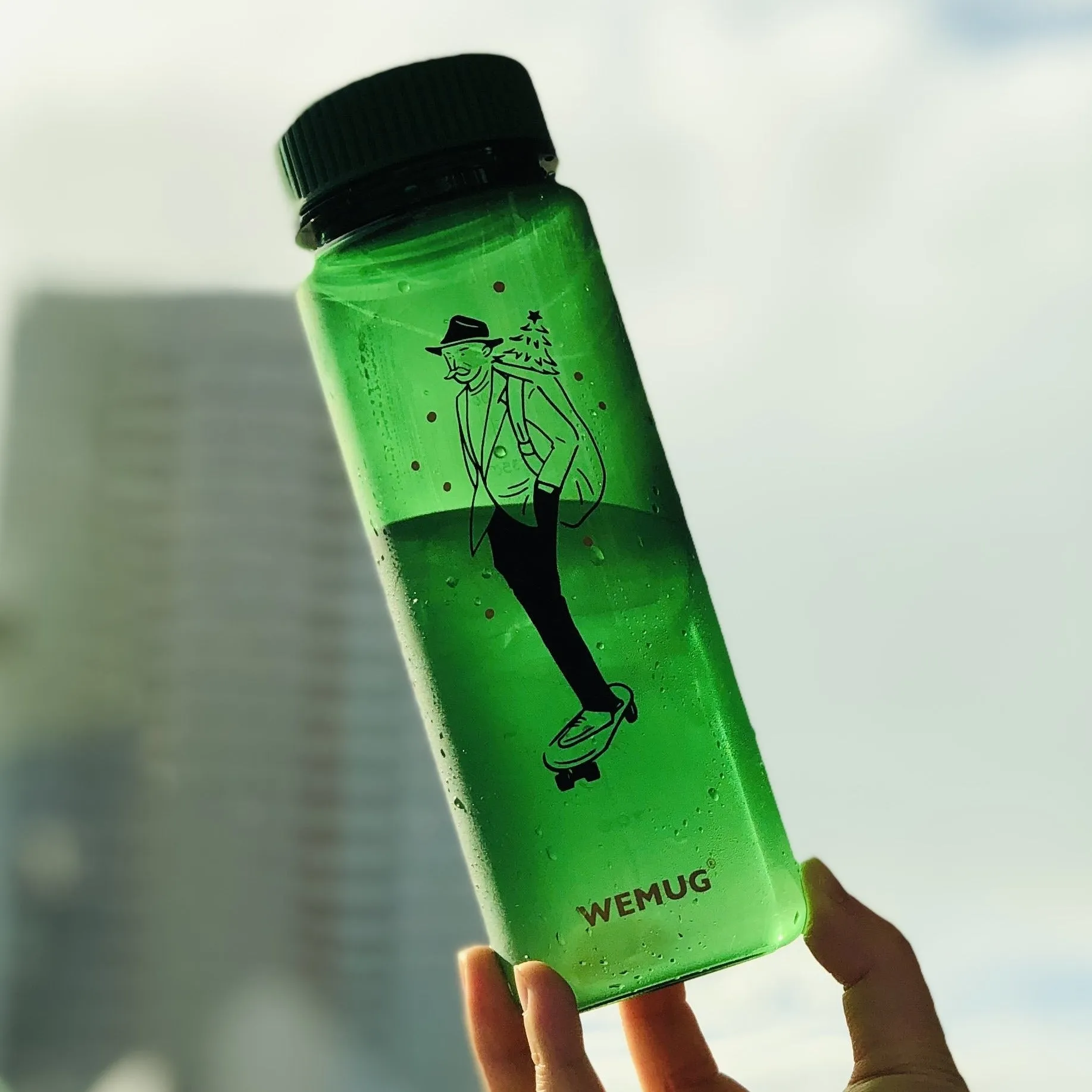 Water Bottle S500 Christmas Skateboarding - Green color
