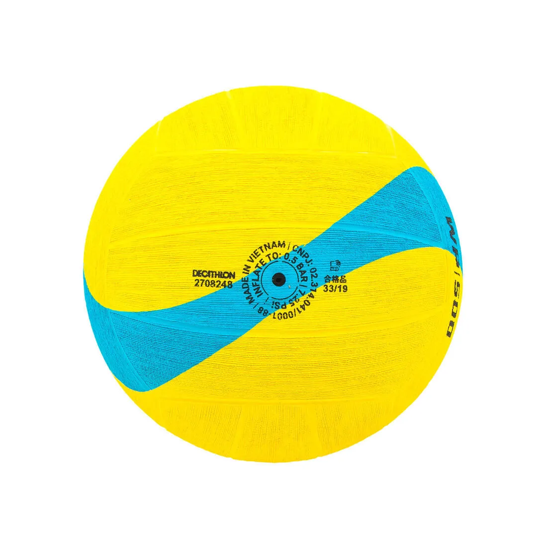 WATER POLO BALL WP500 OFFICIAL SIZE 4 - YELLOW/BLUE
