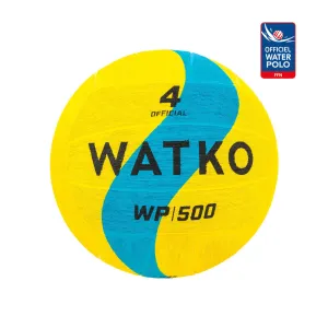 WATER POLO BALL WP500 OFFICIAL SIZE 4 - YELLOW/BLUE