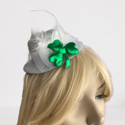 White Shamrock Mini Top Hat