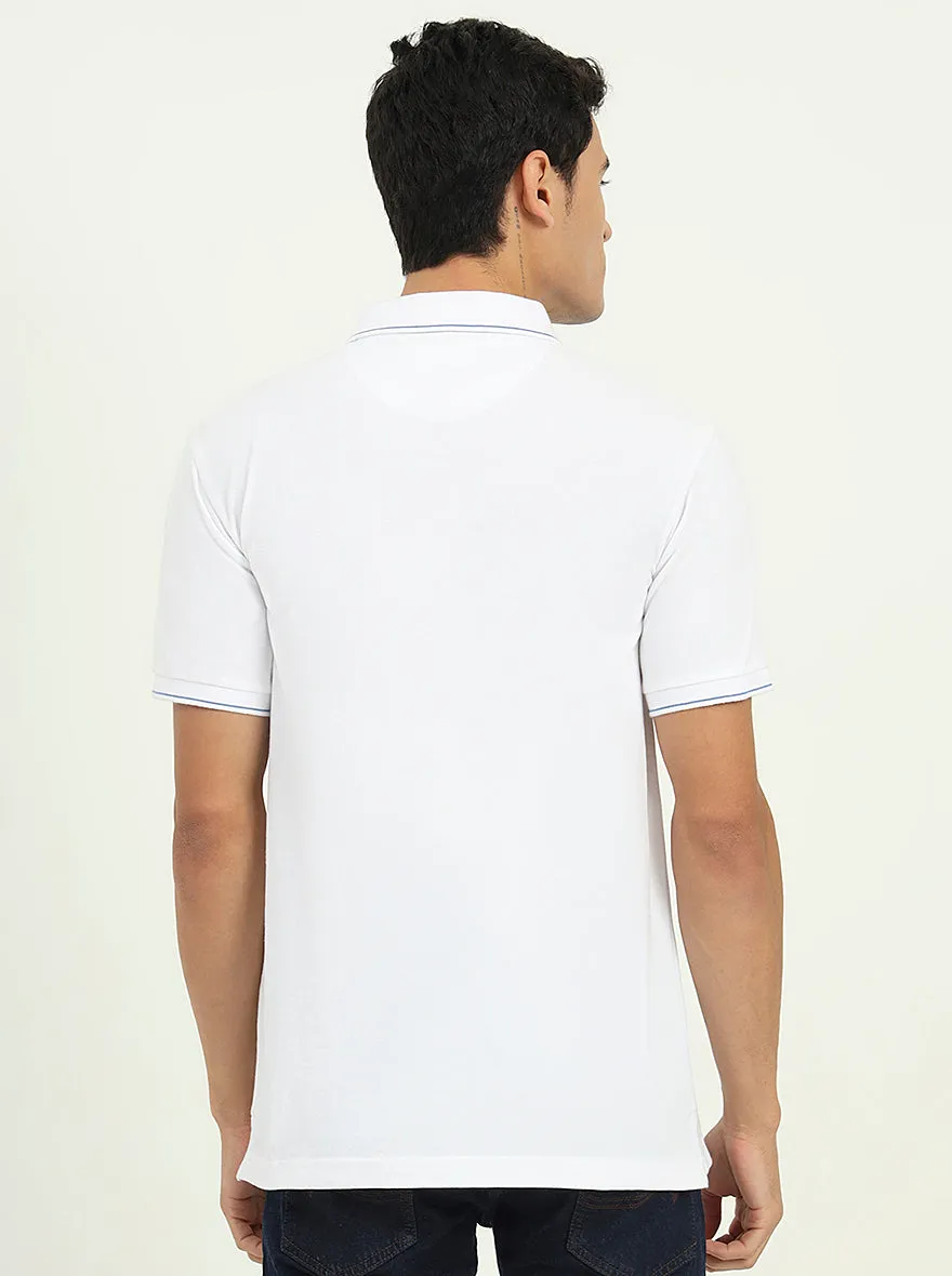 White Solid Slim Fit Polo T-Shirt | Greenfibre