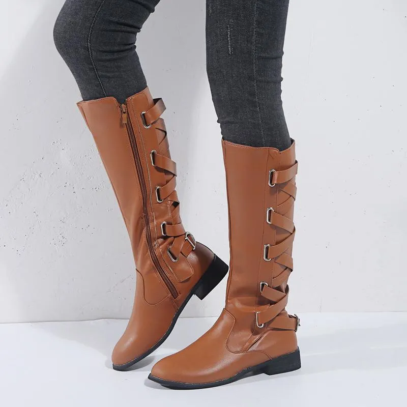 Women Fashion Zipper Straps High Boots