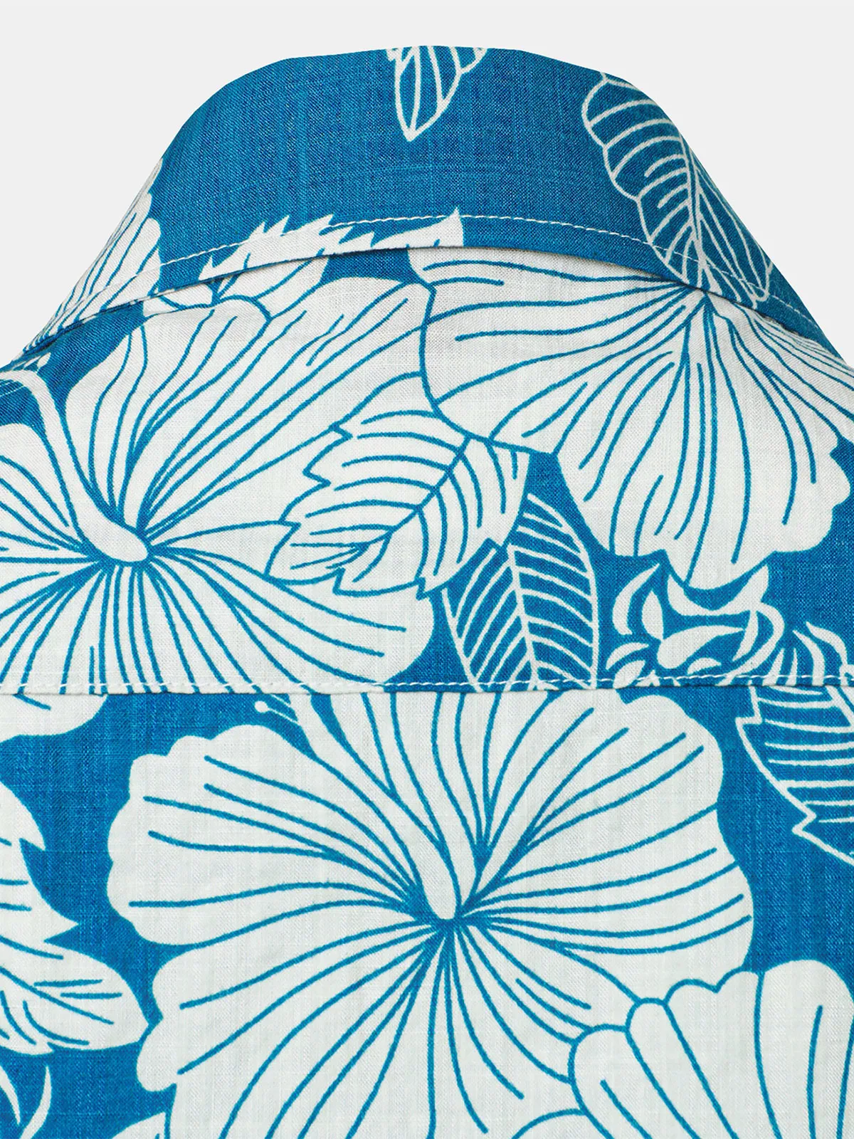 Women's Blue Floral Print Blouse Hawaiian Cotton Beach Summer Aloha Short Sleeve Shirt