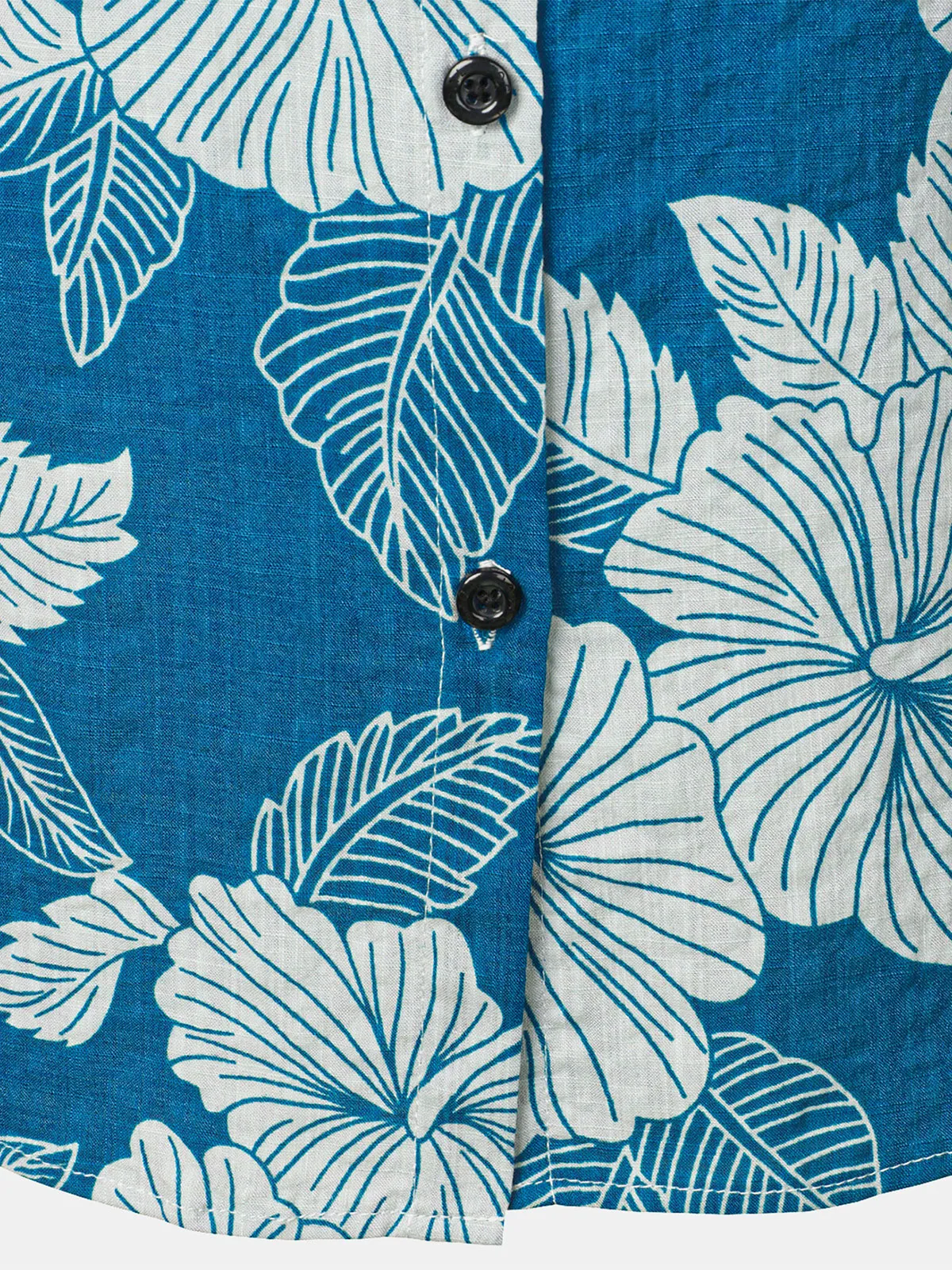 Women's Blue Floral Print Blouse Hawaiian Cotton Beach Summer Aloha Short Sleeve Shirt
