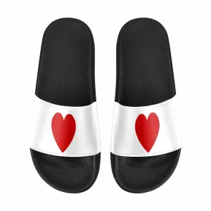 Womens Slide Sandals, White and Red Print