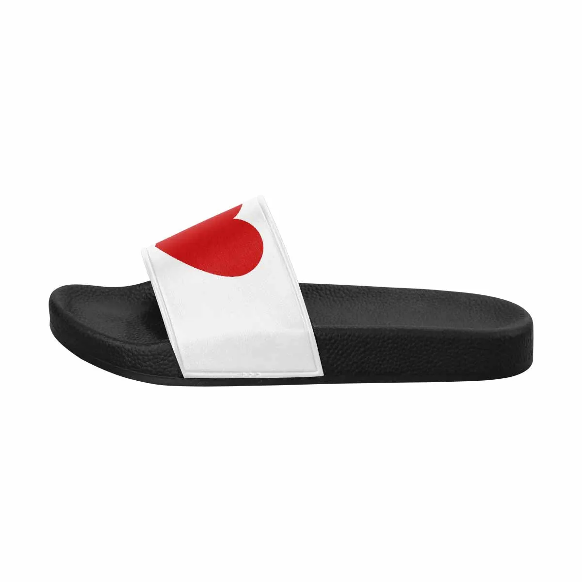 Womens Slide Sandals, White and Red Print