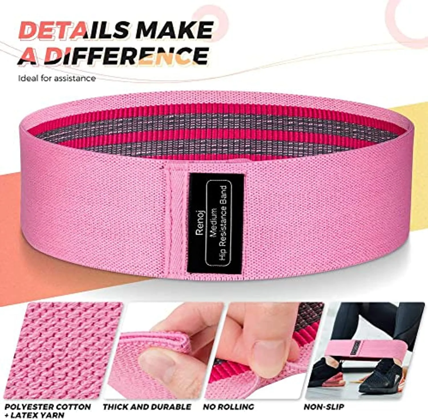Workout Bands, Resistance Bands for Workout Equipment, 3 Levels Exercise Booty Bands