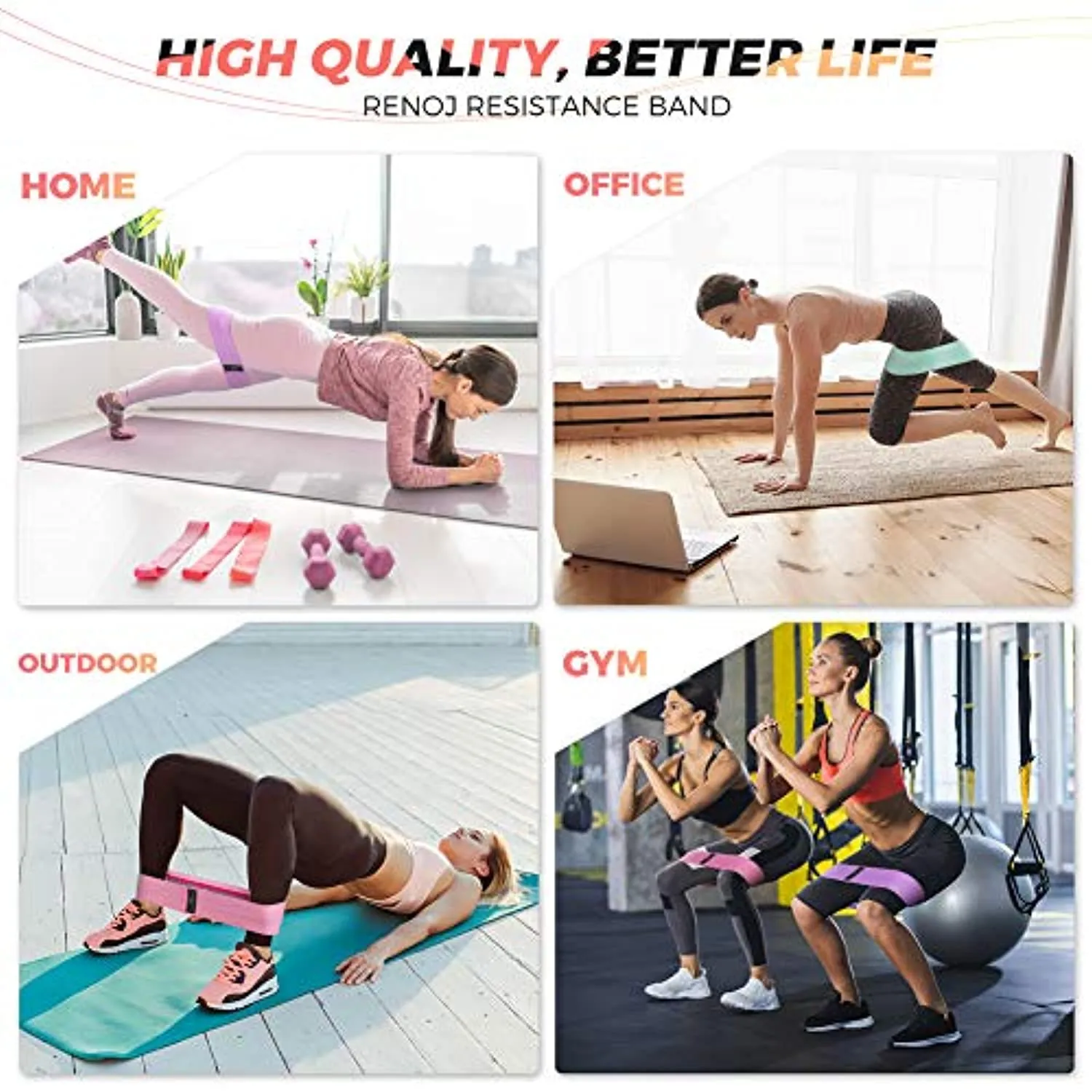 Workout Bands, Resistance Bands for Workout Equipment, 3 Levels Exercise Booty Bands