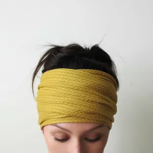 YELLOW OCHRE Waffle Knit Head Scarf